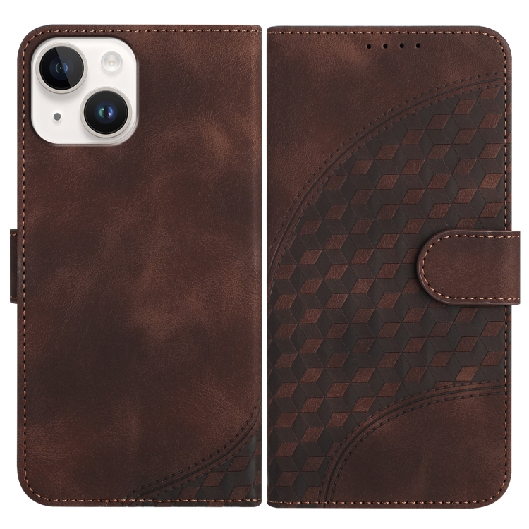 

For iPhone 13 mini YX0060 Elephant Head Embossed Phone Leather Case with Lanyard(Coffee)