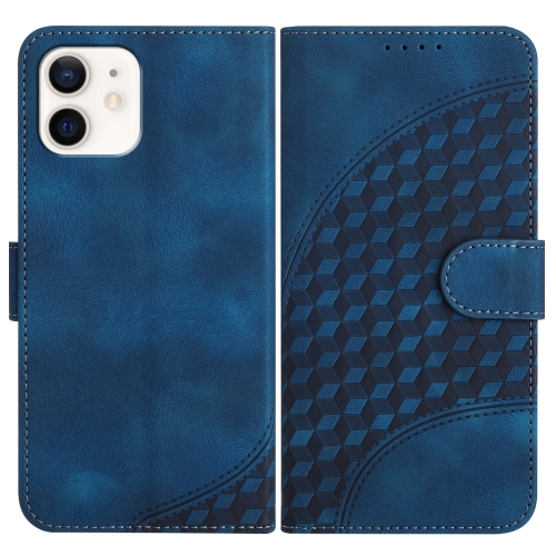 

For iPhone 12/12 Pro YX0060 Elephant Head Embossed Phone Leather Case with Lanyard(Royal Blue)