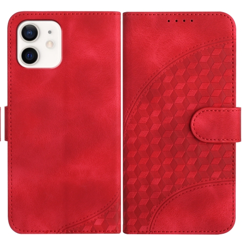 

For iPhone 12/12 Pro YX0060 Elephant Head Embossed Phone Leather Case with Lanyard(Red)