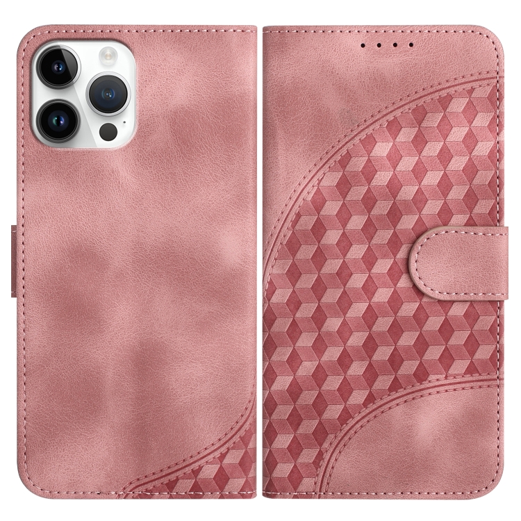 

For iPhone 12 Pro Max YX0060 Elephant Head Embossed Phone Leather Case with Lanyard(Pink)