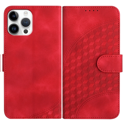 

For iPhone 12 Pro Max YX0060 Elephant Head Embossed Phone Leather Case with Lanyard(Red)