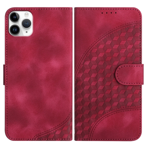

For iPhone 11 Pro Max YX0060 Elephant Head Embossed Phone Leather Case with Lanyard(Rose Red)