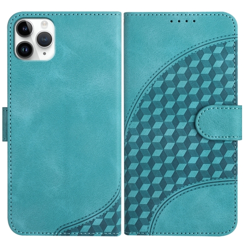 

For iPhone 11 Pro Max YX0060 Elephant Head Embossed Phone Leather Case with Lanyard(Light Blue)