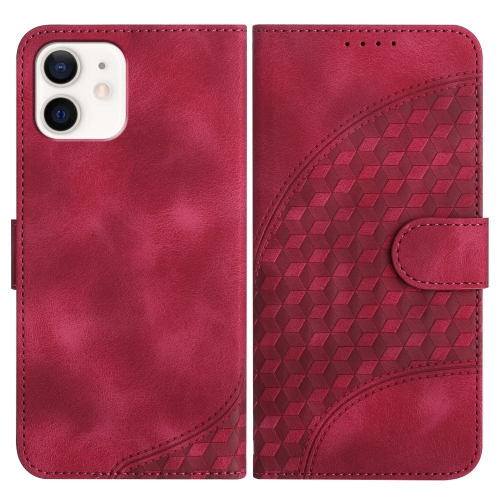 

For iPhone 11 YX0060 Elephant Head Embossed Phone Leather Case with Lanyard(Rose Red)