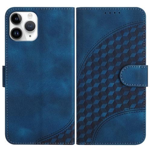 

For iPhone 11 Pro YX0060 Elephant Head Embossed Phone Leather Case with Lanyard(Royal Blue)