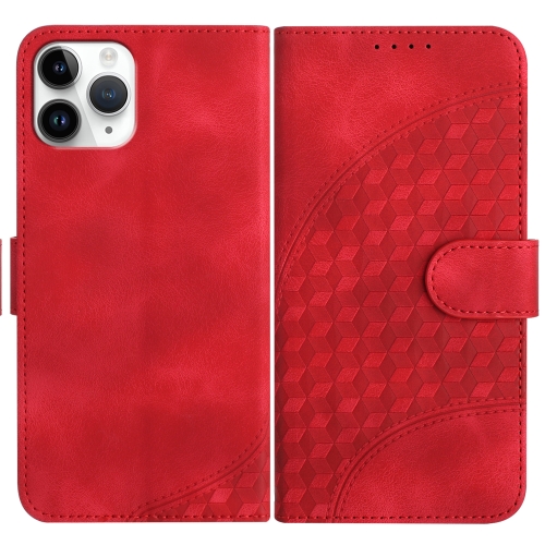 

For iPhone 11 Pro YX0060 Elephant Head Embossed Phone Leather Case with Lanyard(Red)