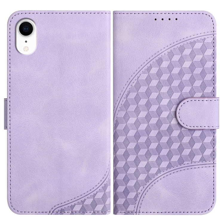 

For iPhone XR YX0060 Elephant Head Embossed Phone Leather Case with Lanyard(Light Purple)
