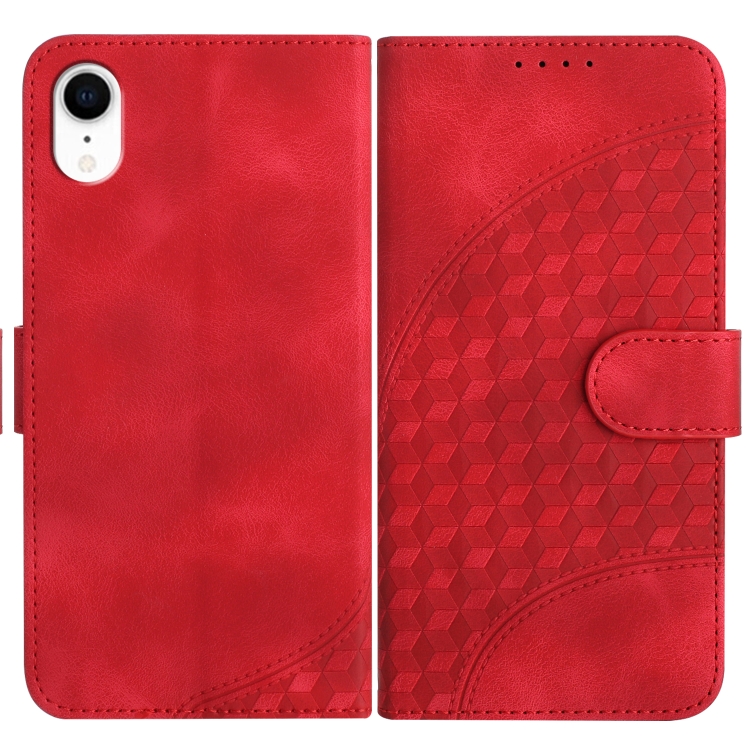 

For iPhone XR YX0060 Elephant Head Embossed Phone Leather Case with Lanyard(Red)