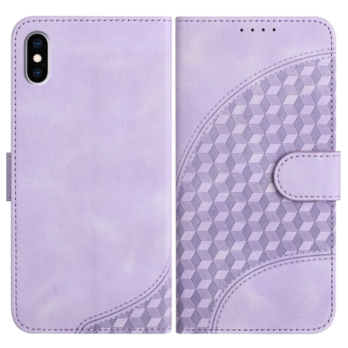 

For iPhone XS Max YX0060 Elephant Head Embossed Phone Leather Case with Lanyard(Light Purple)