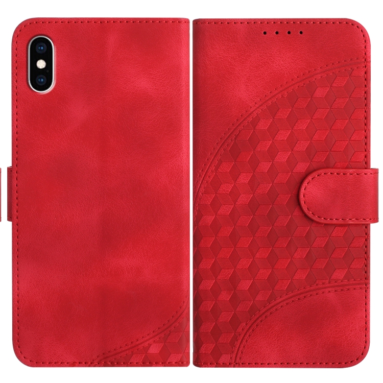 

For iPhone XS Max YX0060 Elephant Head Embossed Phone Leather Case with Lanyard(Red)
