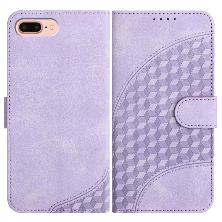 

For iPhone 8 Plus / 7 Plus YX0060 Elephant Head Embossed Phone Leather Case with Lanyard(Light Purple)