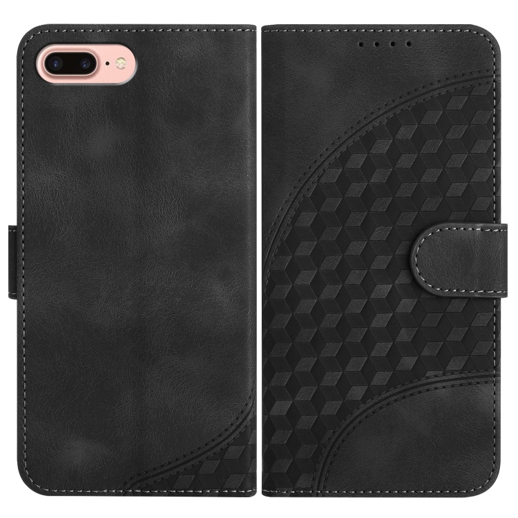 

For iPhone 8 Plus / 7 Plus YX0060 Elephant Head Embossed Phone Leather Case with Lanyard(Black)