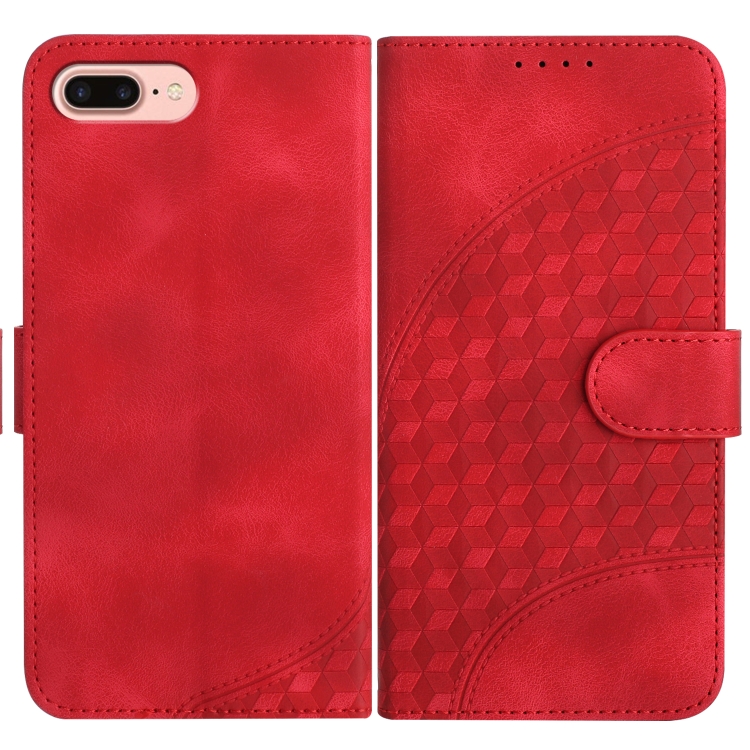 

For iPhone 8 Plus / 7 Plus YX0060 Elephant Head Embossed Phone Leather Case with Lanyard(Red)