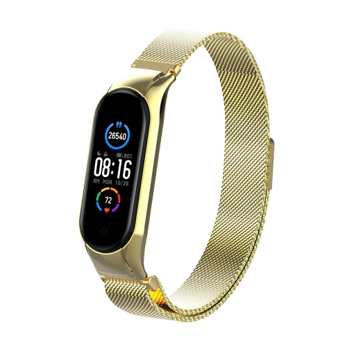

For Xiaomi Mi Band 5 Milano Solid Color Magnetic Stainless Steel Watch Band(Imitation Gold)