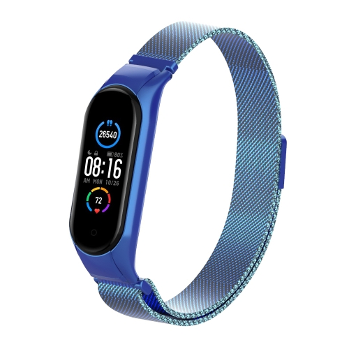 

For Xiaomi Mi Band 5 Milano Solid Color Magnetic Stainless Steel Watch Band(Blue)