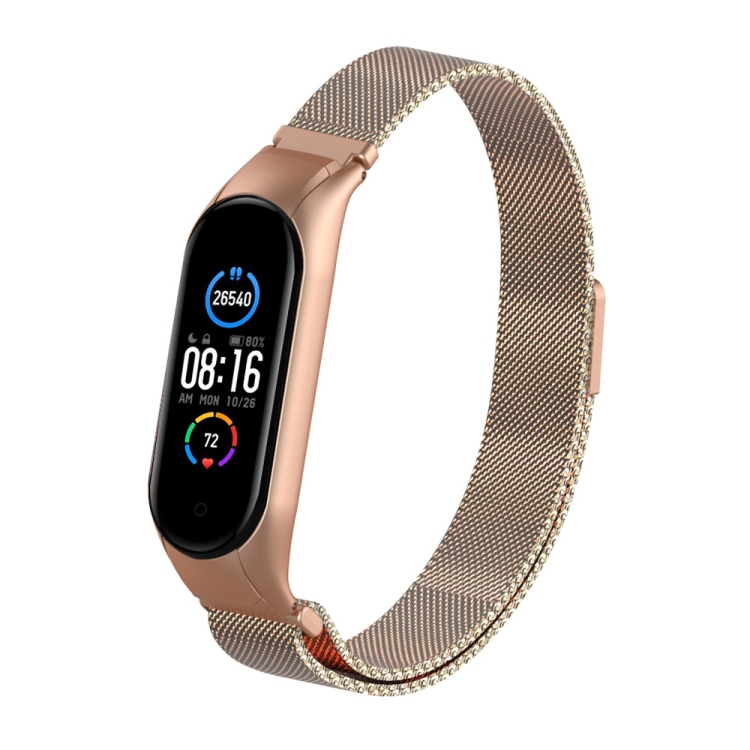 

For Xiaomi Mi Band 5 Milano Solid Color Magnetic Stainless Steel Watch Band(Bronze Gold)