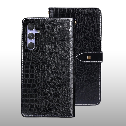 

For Samsung Galaxy S23 FE 5G idewei Crocodile Texture Leather Phone Case(Black)