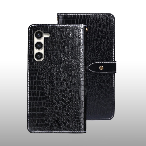 

For Samsung Galaxy S24+ 5G idewei Crocodile Texture Leather Phone Case(Black)