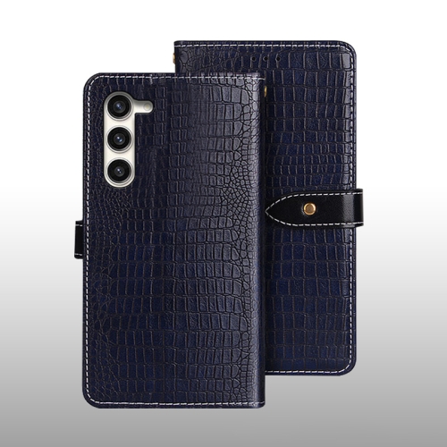 

For Samsung Galaxy S24+ 5G idewei Crocodile Texture Leather Phone Case(Dark Blue)