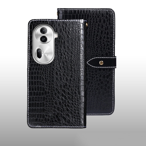 

For OPPO Reno11 Pro 5G Global idewei Crocodile Texture Leather Phone Case(Black)