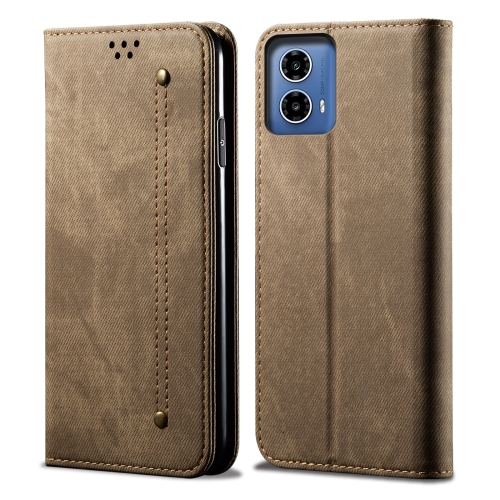

For Motorola Moto G34 5G / G45 5G Denim Texture Flip Leather Phone Case(Khaki)