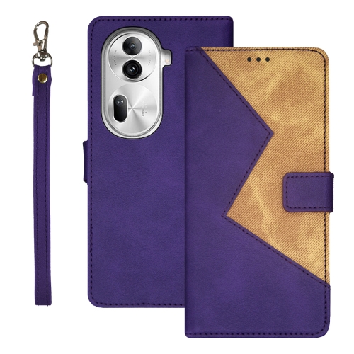

For OPPO Reno11 Pro 5G Global idewei Two-color Splicing Leather Phone Case(Purple)