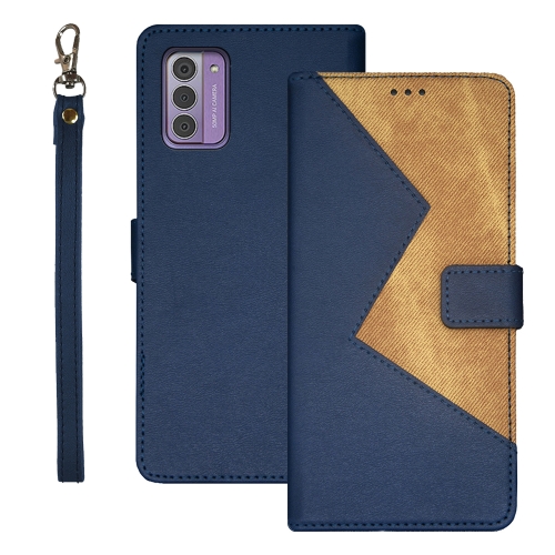 

For Nokia G42 5G idewei Two-color Splicing Leather Phone Case(Blue)