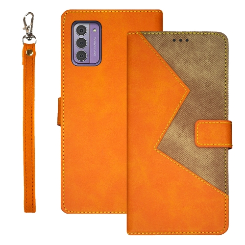 

For Nokia G42 5G idewei Two-color Splicing Leather Phone Case(Orange)