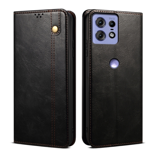 

For Motorola Edge 50 Pro 5G Oil Wax Crazy Horse Texture Leather Phone Case(Black)