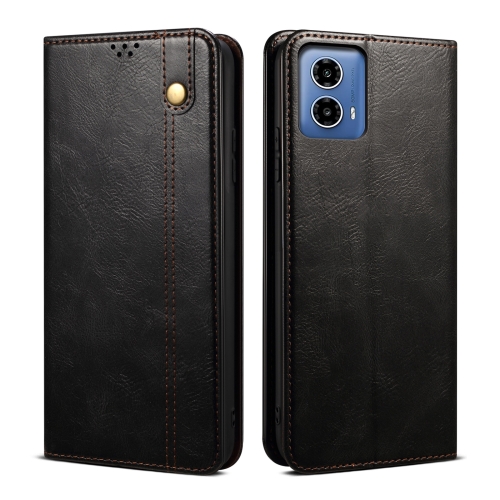 

For Motorola Moto G34 5G / G45 5G Oil Wax Crazy Horse Texture Leather Phone Case(Black)