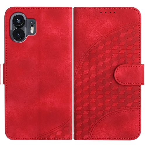 

For Nothing Phone 2 YX0060 Elephant Head Embossed Phone Leather Case with Lanyard(Red)