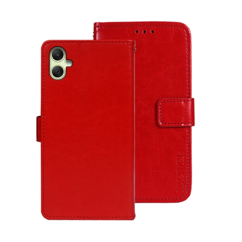 

For Samsung Galaxy A05 4G idewei Crazy Horse Texture Leather Phone Case with Holder(Red)