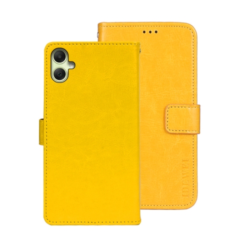 

For Samsung Galaxy A05 4G idewei Crazy Horse Texture Leather Phone Case with Holder(Yellow)