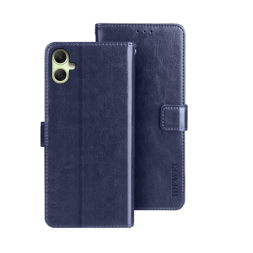 

For Samsung Galaxy A05 4G idewei Crazy Horse Texture Leather Phone Case with Holder(Blue)