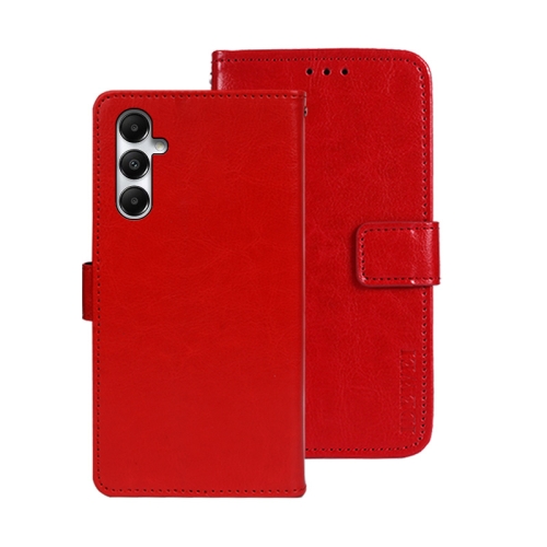 

For Samsung Galaxy A05s 4G idewei Crazy Horse Texture Leather Phone Case with Holder(Red)