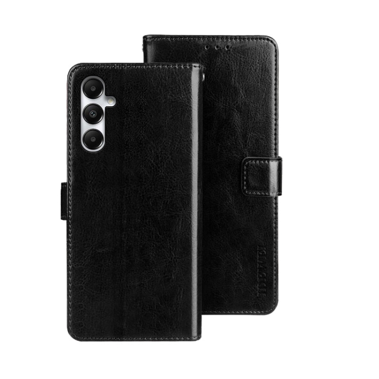 

For Samsung Galaxy A05s 4G idewei Crazy Horse Texture Leather Phone Case with Holder(Black)
