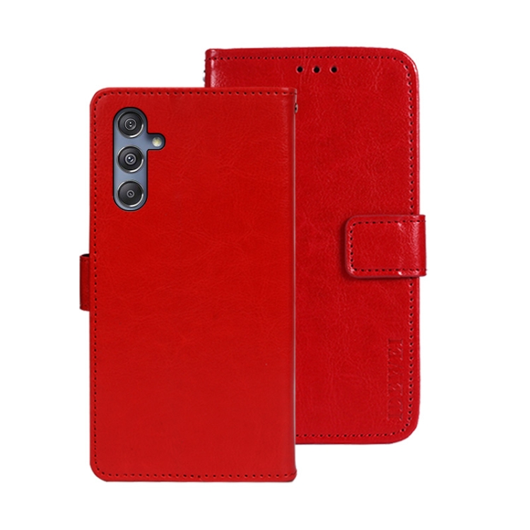 

For Samsung Galaxy M34 5G / F34 5G idewei Crazy Horse Texture Leather Phone Case with Holder(Red)