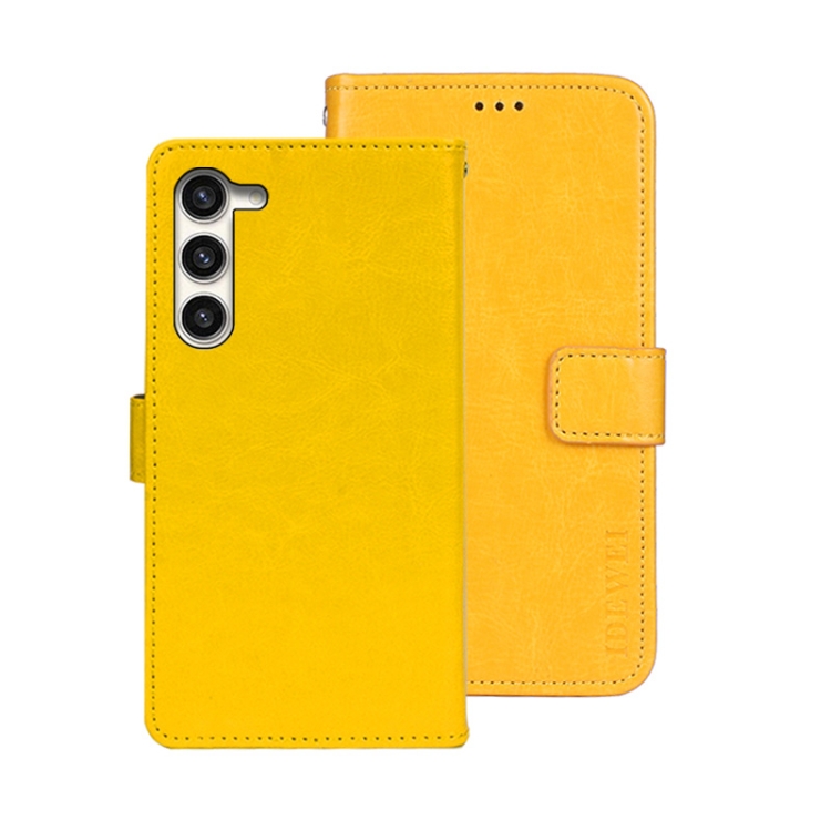 

For Samsung Galaxy S24+ 5G idewei Crazy Horse Texture Leather Phone Case(Yellow)