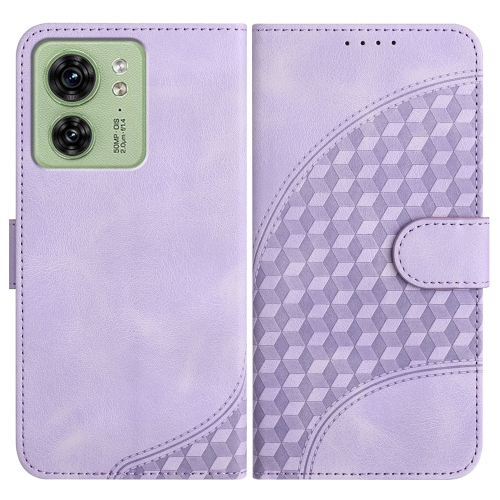 

For Motorola Edge 40 YX0060 Elephant Head Embossed Phone Leather Case with Lanyard(Light Purple)