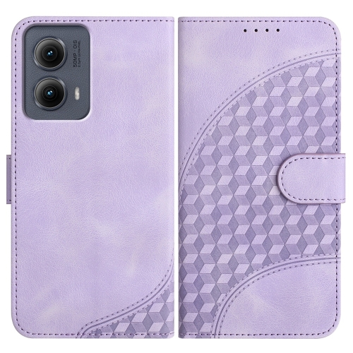 

For Motorola Edge 5G 2024 YX0060 Elephant Head Embossed Phone Leather Case with Lanyard(Light Purple)