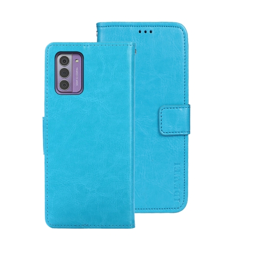 

For Nokia G42 5G idewei Crazy Horse Texture Leather Phone Case with Holder(Sky Blue)