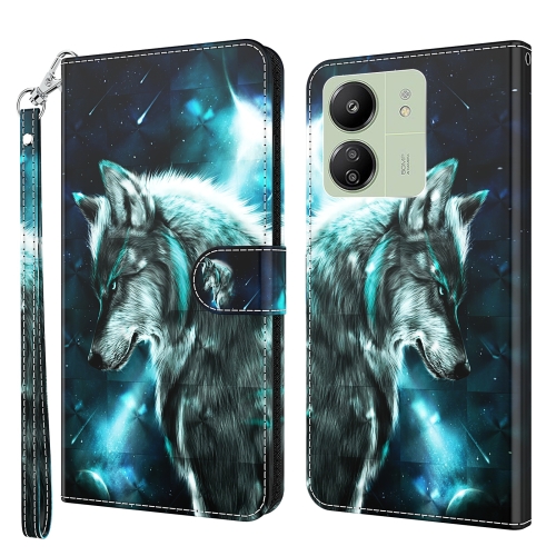 

For Xiaomi Redmi 13C 5G / 4G 3D Painting Pattern Flip Leather Phone Case(Wolf)