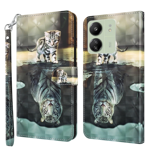 

For Xiaomi Redmi 13C 5G / 4G 3D Painting Pattern Flip Leather Phone Case(Cat Tiger)