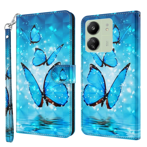 

For Xiaomi Redmi 13C 5G / 4G 3D Painting Pattern Flip Leather Phone Case(Three Butterflies)