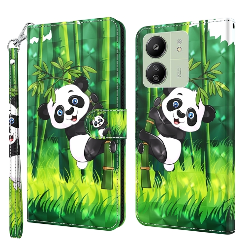 

For Xiaomi Redmi 13C 5G / 4G 3D Painting Pattern Flip Leather Phone Case(Bamboo Panda)
