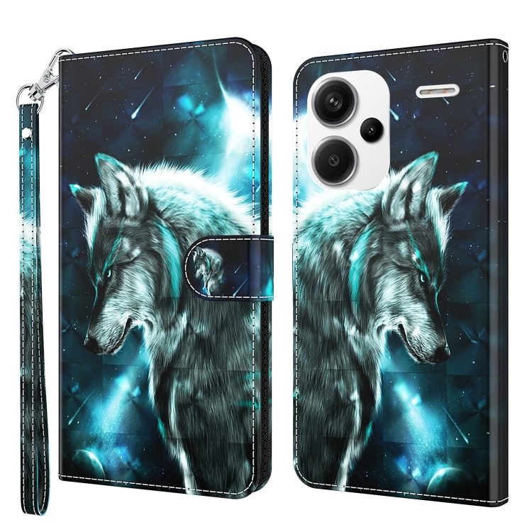 

For Xiaomi Redmi Note 13 Pro+ 3D Painting Pattern Flip Leather Phone Case(Wolf)