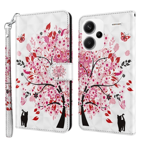 

For Xiaomi Redmi Note 13 Pro+ 3D Painting Pattern Flip Leather Phone Case(Cat Under The Tree)