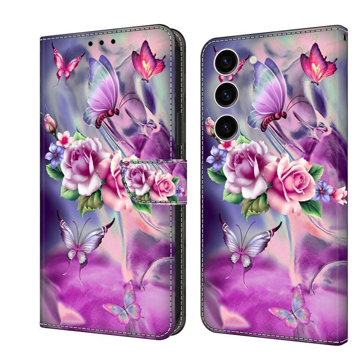 

For Samsung Galaxy S24 5G Crystal 3D Shockproof Protective Leather Phone Case(Butterfly)