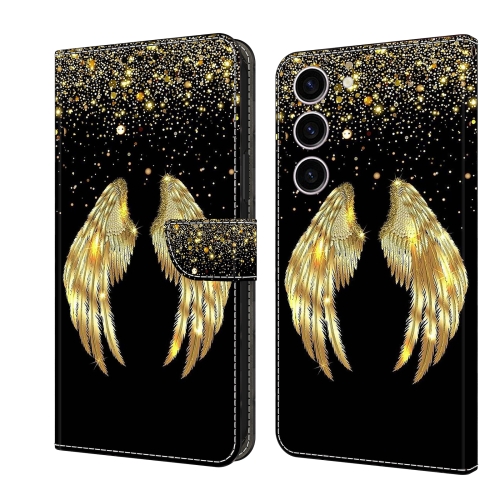 

For Samsung Galaxy S24 5G Crystal 3D Shockproof Protective Leather Phone Case(Golden Wings)