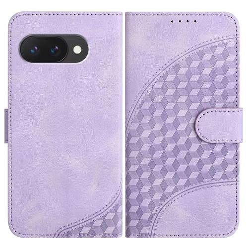 

For Google Pixel 9a Elephant Head Embossed Phone Leather Case with Lanyard(Light Purple)